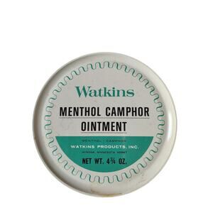 Watkins Menthol Camphor Ointment Chest Rub 4.75 oz Vintage Made in USA Tin Can
